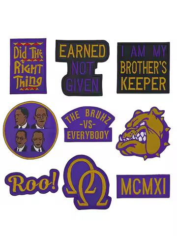 Iron-on Embroidered Men of Greek 1911 Omega Psi Phi Fraternity Patch Sets for Jacket，Purple and Gold