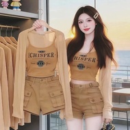Suit Women 2026 Summer New Style Korean Style Hot Girl Camisole Long-Sleeved Sunscreen Cardigan High