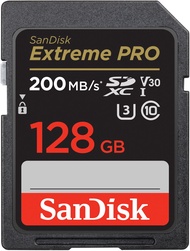 SanDisk Extreme Pro SDXC, SDXXD 128GB, V30, U3, C10, UHS-I, 200MB/s R, 90MB/s W, 4x6, Lifetime Limited ME6-000975