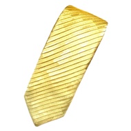 Bright Yellow Pleated Silk Tie With Built-In Pattern Quality Brand Standard Size 10 X 150 cm (4 Inch