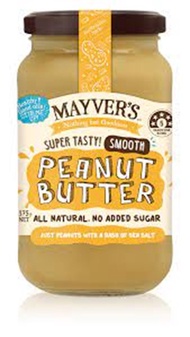 Mayver's Smooth Peanut Butter ( No Added Sugar) 375g