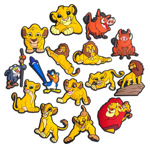 15pcs Cartoon Disney Lion King PVC Shoe Charms For Clogs Pins Sandals Shoes Decoration Garden Shoes