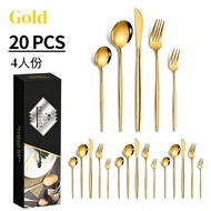 Holiday Outdoor Camping 4 Persons Stainless Steel Tableware Set 20 Piece Set Western Food Steak Cutl