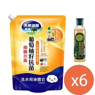 南僑水晶葡萄柚籽抗菌洗衣精補充包1400ml*6包加贈洗碗精250ml*1瓶