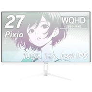 Pixio PX275 Wave White Gaming Monitor 27-Inch WQHD White 100Hz IPS Cute Built-in Speakers 2-Year War