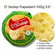 D’Sedap Papadam Appalam 100g Keropok Halal No MSG Kurang Masin 3.5” Papadom Crispy Snack