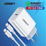 Ugreen Combo Pd Charger + Cable Type C Lightning Mfi Pd 3.0 36 Watt - 1m Pvc Cable