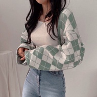 Argyle Knit Batwing Cardigan