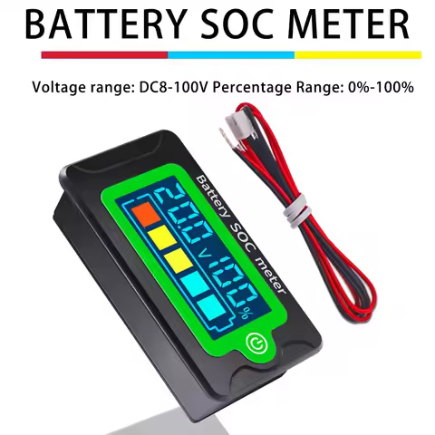 Battery Capacity Indicator DC 8-100V Voltmeter Lead Acid Lithium Iron Waterproof Battery Tester SOC 