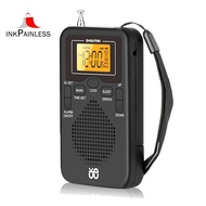 Portable Radio Mini AM FM Weather Radio Pocket Radio LCD Screen Digital Alarm Clock Radio Player