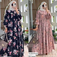 Cuci Gudang 2 Pcs 50 Ribu Gamis Motif Bunga Wanita Dewasa Jumbo Baju Lebaran Rayon Armor Gamis model