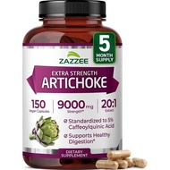 Zazzee Extra Strength Artichoke 20:1 Extract, 5% Caffeoylquinic Acid, 150 vegan capsules, 5-month su