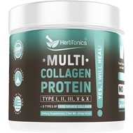 Herbtonics Multi Collagen Protein 16oz Powder Collagen Peptides Type (1,2,3,5 and 10) A Quality Blen