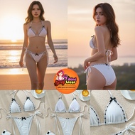 Sexy White Bikini With Black Bow Bikini Set Bikini Top Bikini Bottom
