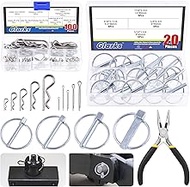 Glarks 121Pcs 304 Stainless Steel Cotter Pin Hairpin R-Clips and Heavy Duty Carbon Steel Lynch Pins Assortment Kit with Long Nose Pliers for Automotive, Cars and Trucks Engine Repair