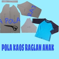 pola kaos raglan anak isi 6 ukuran XS S M L XL XXL