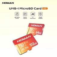 HOMAN UHS-II 4K Mirco SD Card Max Read 180MB/S Max Write 110MB/S V30 U3 A2  64GB / 128GB / 256GB U3 