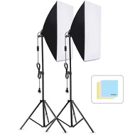 Andoer Studio Photography Softbox Kit with 50x70cm Softbox * 2 + 2M Metal Tripod Stand * 2 for Live 