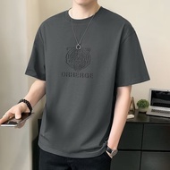 M-5xl Tiger Head Printed Short-Sleeved T-Shirt Men Summer Thin Casual Men Round Neck Top Large Size