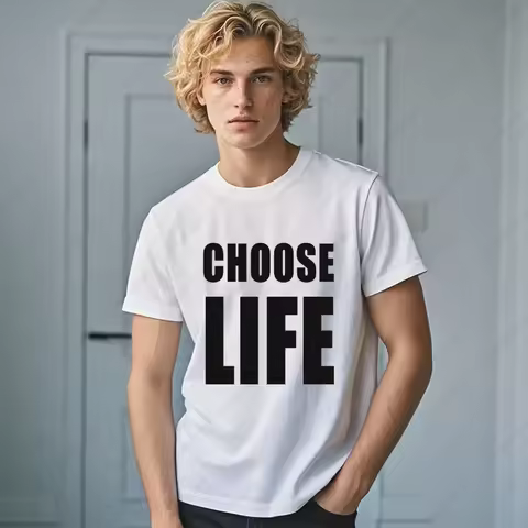 Choose Life TShirt Mens Funny Wham George Michael Fancy Summer Short Sleeve Hipster Alphabet Fashion