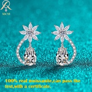 2ct Real Moissanite Earrings 925 Sterling Silver Pass Diamond Tester GRA Certified D Color Pear Cut 