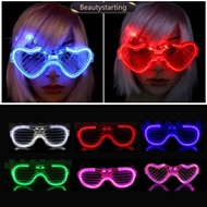BEAUTYSTARTING Halloween Light Up LED Glasses Rave Party Flash Heart Festival Accessories Night Part