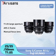 7Artisans 25mm 35mm 50mm T1.05 APS-C Cine Cinematic Lens for Sony E Canon R RF Fuji X M4/3 Leica Sig