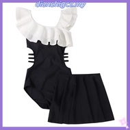 Swimming Suit Woman Sexy 2 Piece 2024 Skirt A-line Padding Sleeveless Beachwear Dress Bikini Plain C