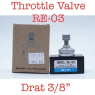 RE-03 RE03 Throttle Valve 3/8" Speed Control One Way Flow Control Pneumatic Speed Regulator | 2.048.