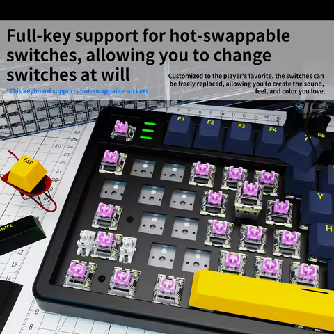 LDON LX106 3-Mode Bluetooth Wireless Mechanical Keyboard, 106 Keys Hot Swappable RGB Keyboard for Ma