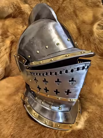 Medieval knight helmet Hallowen cosplay mask 15th Century European Gothic Helmet Long-tailed Charler