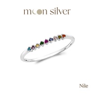 Moonsilver แหวนนพเก้า เงินแท้ รุ่น Nile อัญมณีนพเก้า แหวนมินิมอล