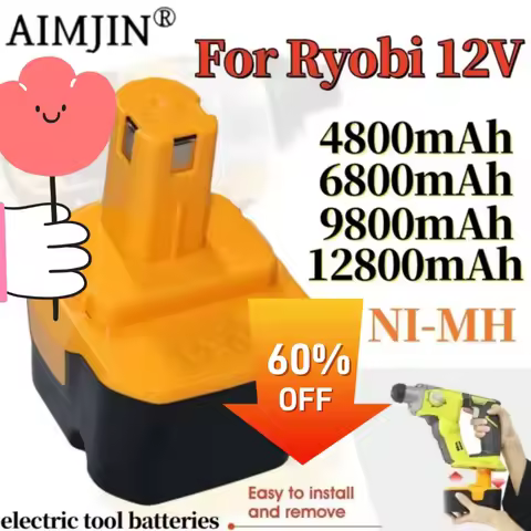 for Ryobi Replacement Battery 12V 4.8/6.8/9.8/12.8Ah 1400652 BID1211 B-8286 BPT1025 RY-1204 CTH1201 
