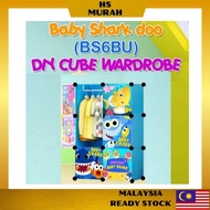 Rak Baju Budak Almari Pakaian Budak Kanak Bayi 6 Cube Child Wardrobe Baby Shark Cartoon Cloth Closet Shelf Storage Box