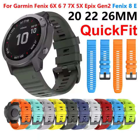 26 20 22MM Silicone Watch Band Strap For Garmin Fenix 6 6X 6S Pro 5X 5S 7X 7 7S 5 Plus Fenix 8 3HR E