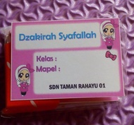 Stiker Buku/Stiker Nama Buku Tulis/Label Nama/Label Nama Buku Tulis Motif Sholeha Pink