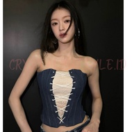 *CRYSTALYN* Tube Tube Top Sexy Korean Denim Crop Top