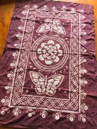 二手 112*160cm 布 紫色 印花 圖騰 桌巾 桌布 復古 棉布 拼布 材料 餐巾 地毯 塔羅 背景