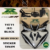 COVERSET Y15 V1/V2 BLACK PURPLE (82) YAMAHA Y15 RAPIDO COVERSET STICKER TANAM MOTOR COVERSET