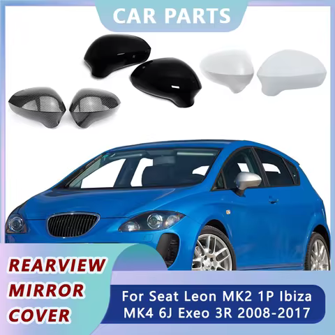 Side Rearview Mirror Covers Cap For Seat Leon MK2 1P Ibiza MK4 6J Exeo 3R 2008-2017 Carbon Look Repl