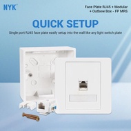 Wall Face Plate Lan RJ45 1 Port Modular + Outbow Box RJ45 RJ45 Cable Faceplate RJ45 NYK