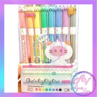 STABILO Gel Pen + Pastel Highlighter 8 Colors / Ballpoint + Highlighter Fancy Pastel Color Set