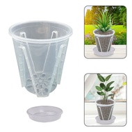 {DAISYG} Clear Plastic Orchid Pots Transparent Flower Pot with Trays Succulents Plant