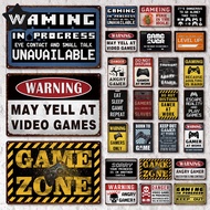 2024 Funny Gamer Metal Tin Sign Gamer At Work Metal Plaque Tinplate Vintage Style Wall Stickers Meta