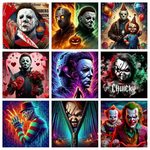 Horror Film Halloween Michael Myers 5d Diy Diamond Painting It Pennywise Chukcy Dark Art Cross Stitc