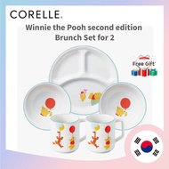 [ Corelle Winnie the Pooh ] ⭐New!! Winnie the Pooh Second Edition Brunch Set for 2 People / Front plate 2P, Three section plate (large) 1P , Mug 2P