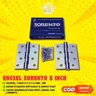 ENGSEL SORENTO 3 INCH UNTUK PINTU / LEMARI / JENDELA ANTI KARAT DAN ASLI STAINLESS / ENGSEL PINTU JE