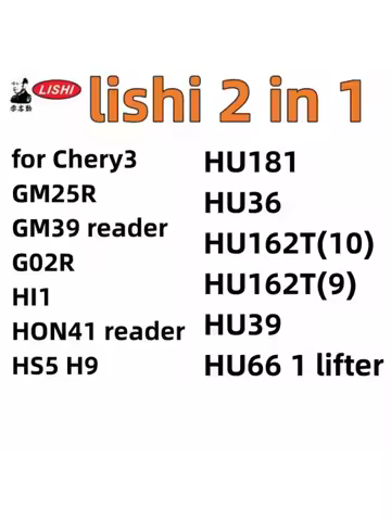 Lishi 2 in 1 tool for Chery3 GM25R GM39 reader G02R HI1 HON41 key reader HS5H9 HU181 HU36 HU162T(10)