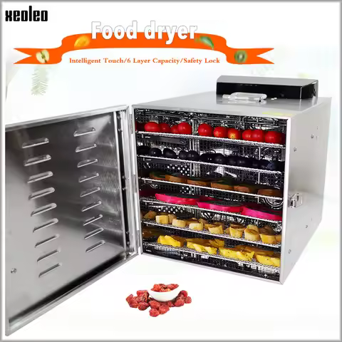 XEOLEO 6 Trays dehydrator food machine Stainless Food and fruit dehydrator 400W household 25-35dB Fo