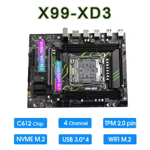 X99 DDR3 TPM2.0 PIN C612 Chip Motherboard Support Xeon E5 2696V3 2666V3 2678V3 2676V3 2673V3 2696V4 